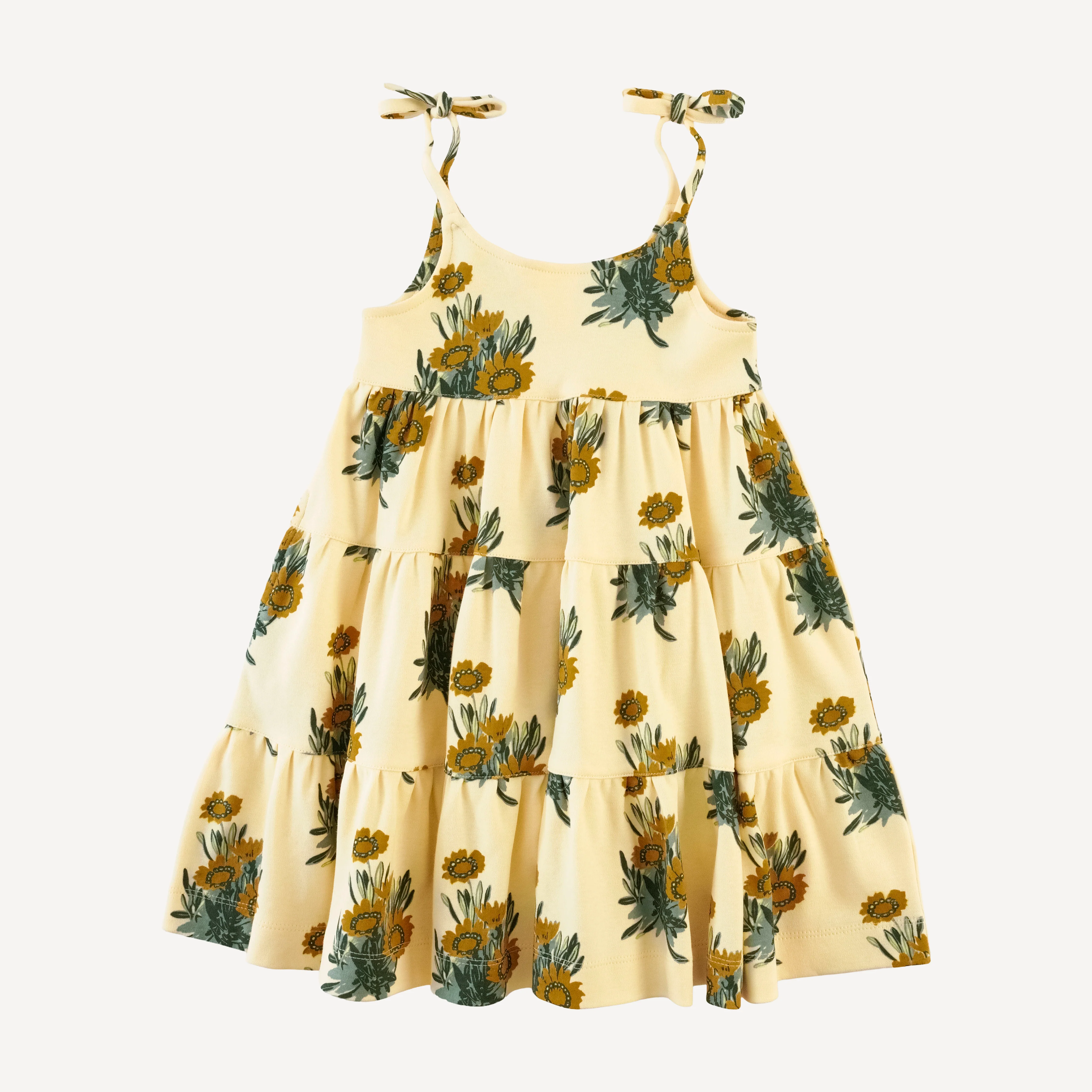 spaghetti tie prairie dress | calendula | organic cotton interlock