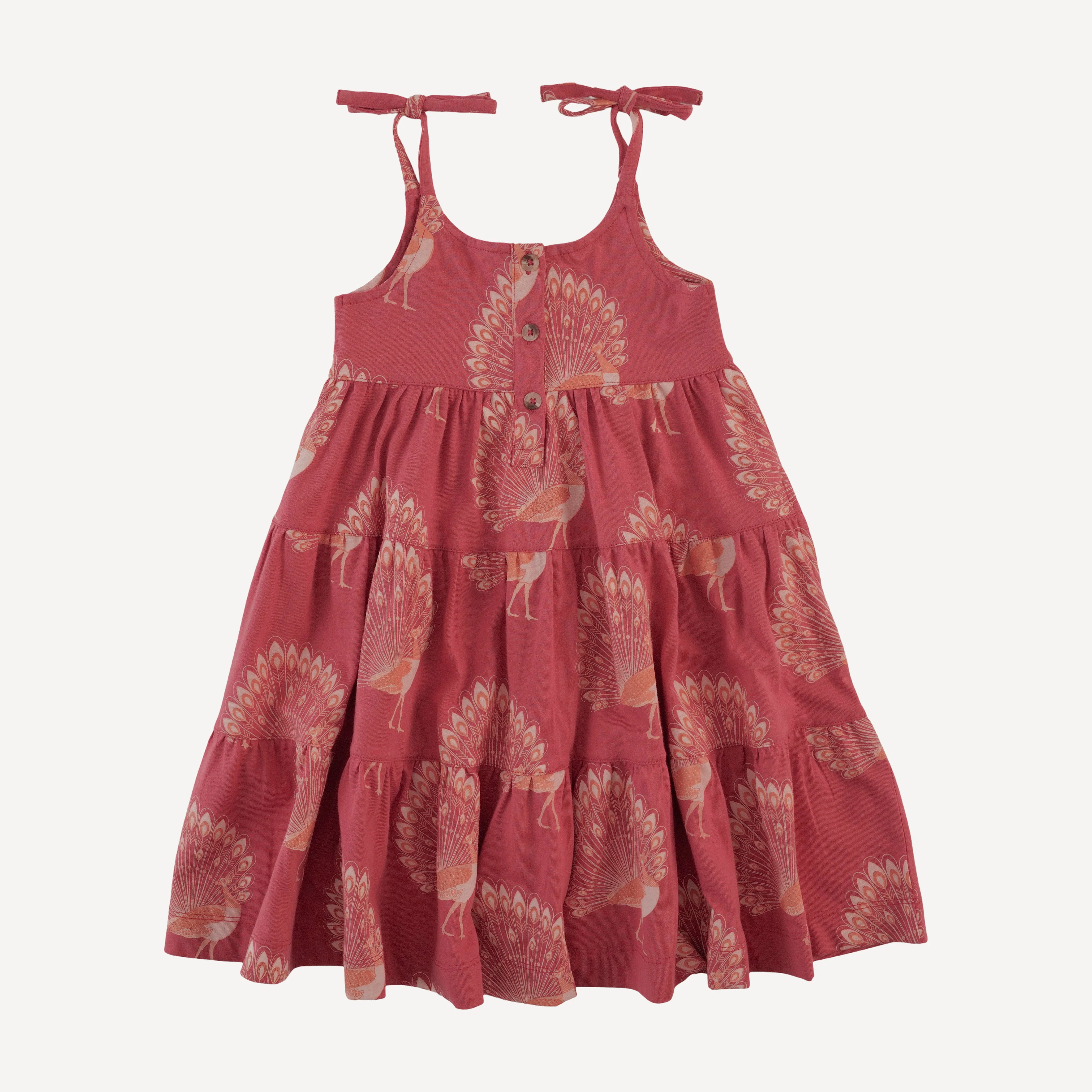 spaghetti tie prairie dress | orange peacock | organic cotton jersey