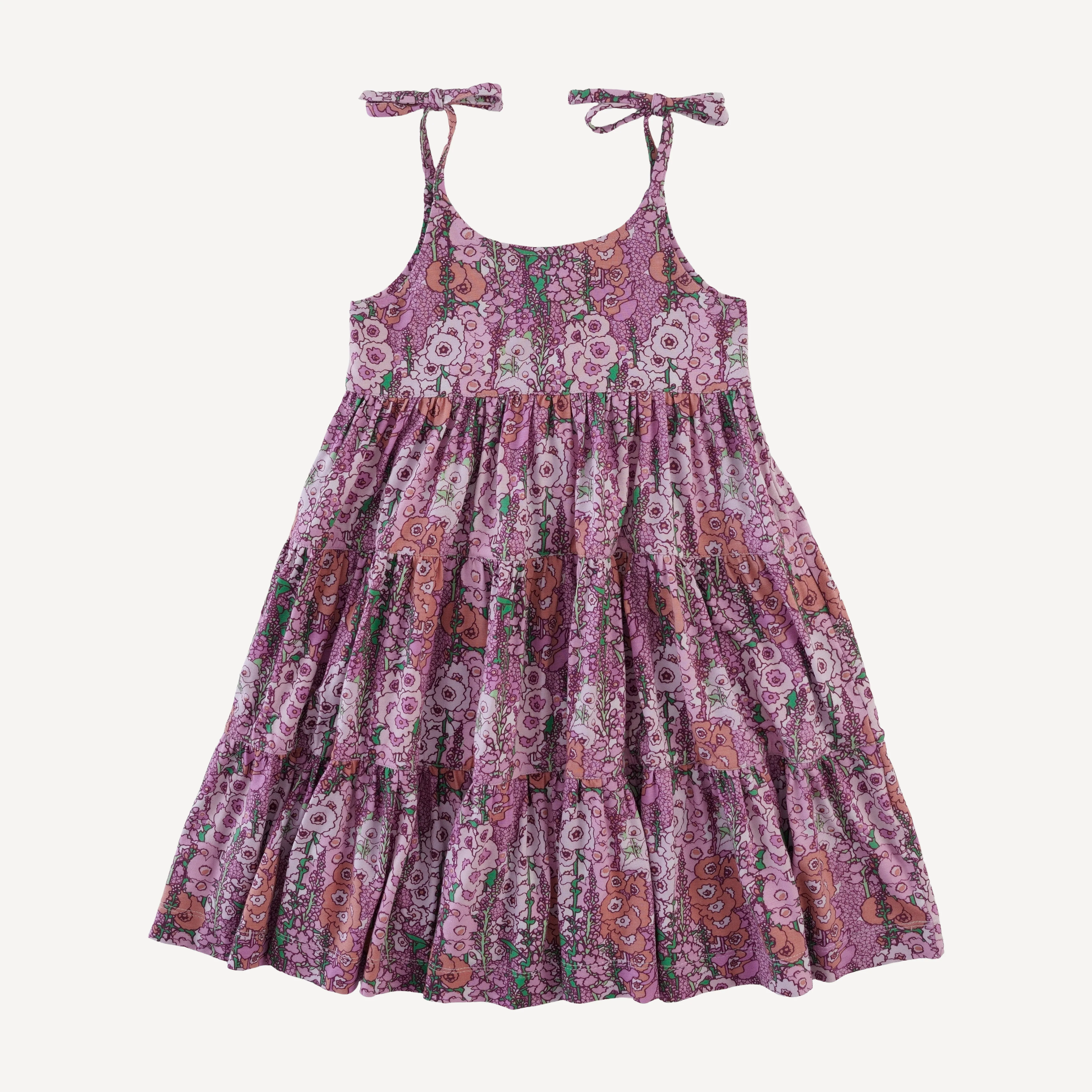 spaghetti tie prairie dress | orchid hollyhock | bamboo
