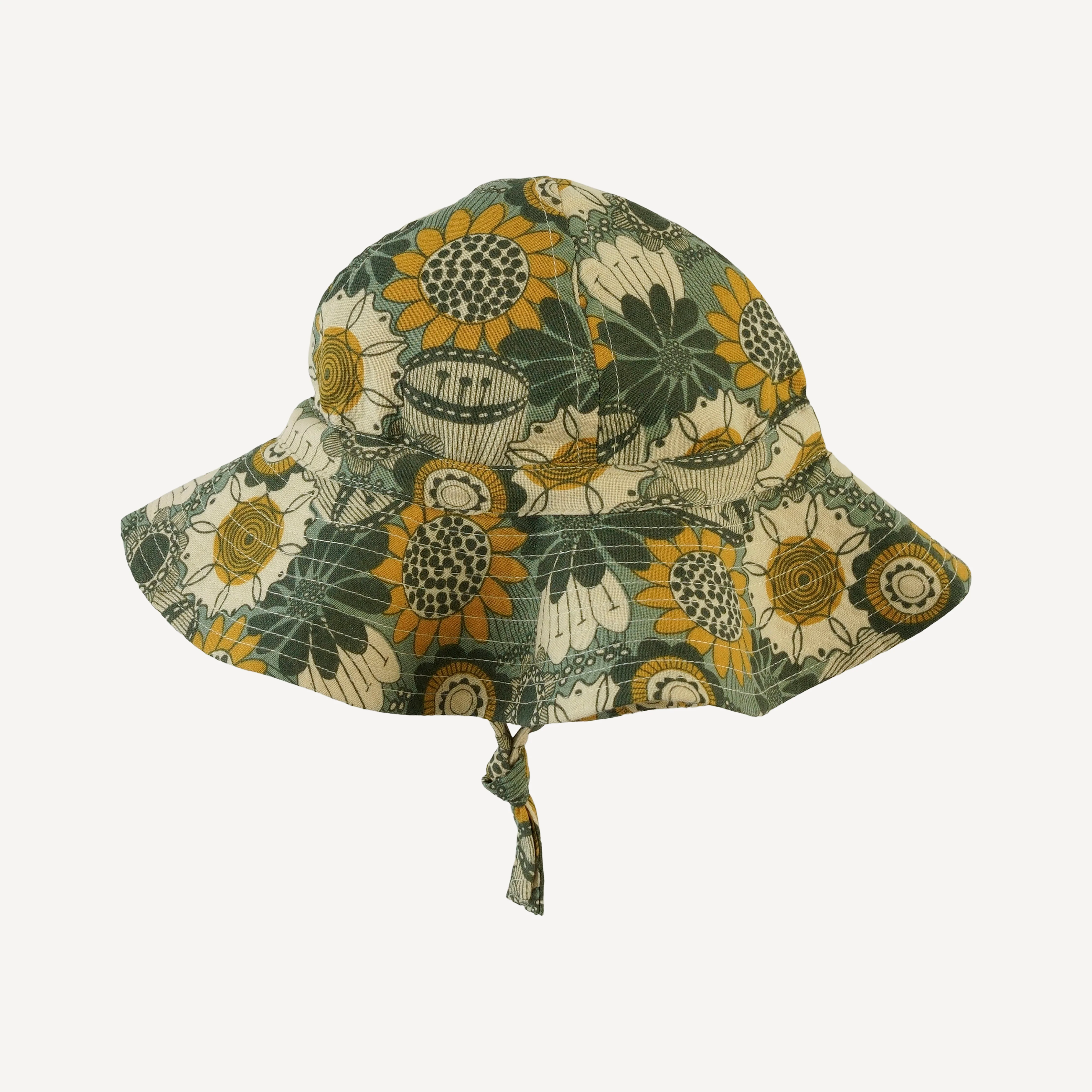 sun hat | honey mustard flower doodles | organic cotton gauze - Image 3