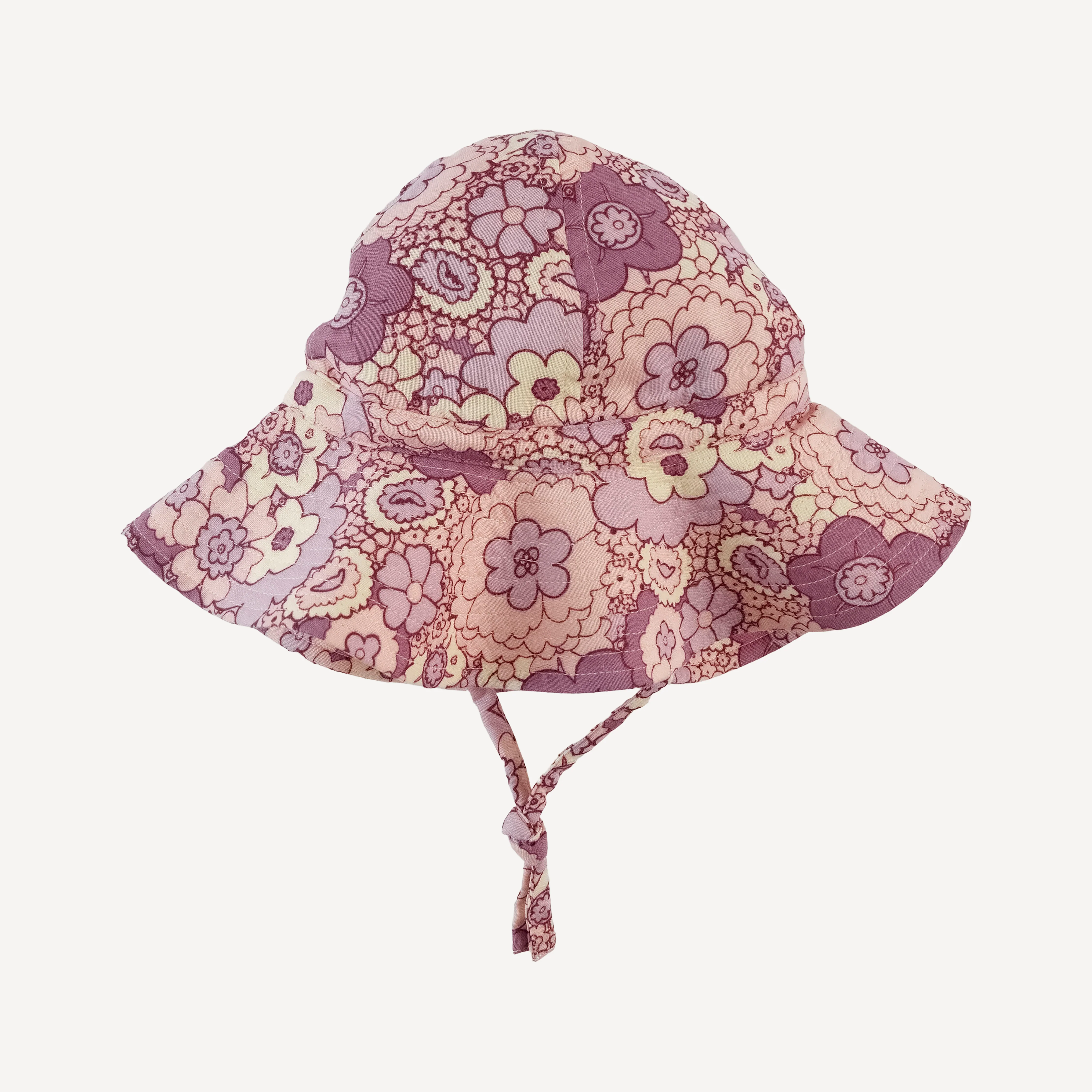 sun hat | mauve 60s floral | organic cotton gauze - Image 3