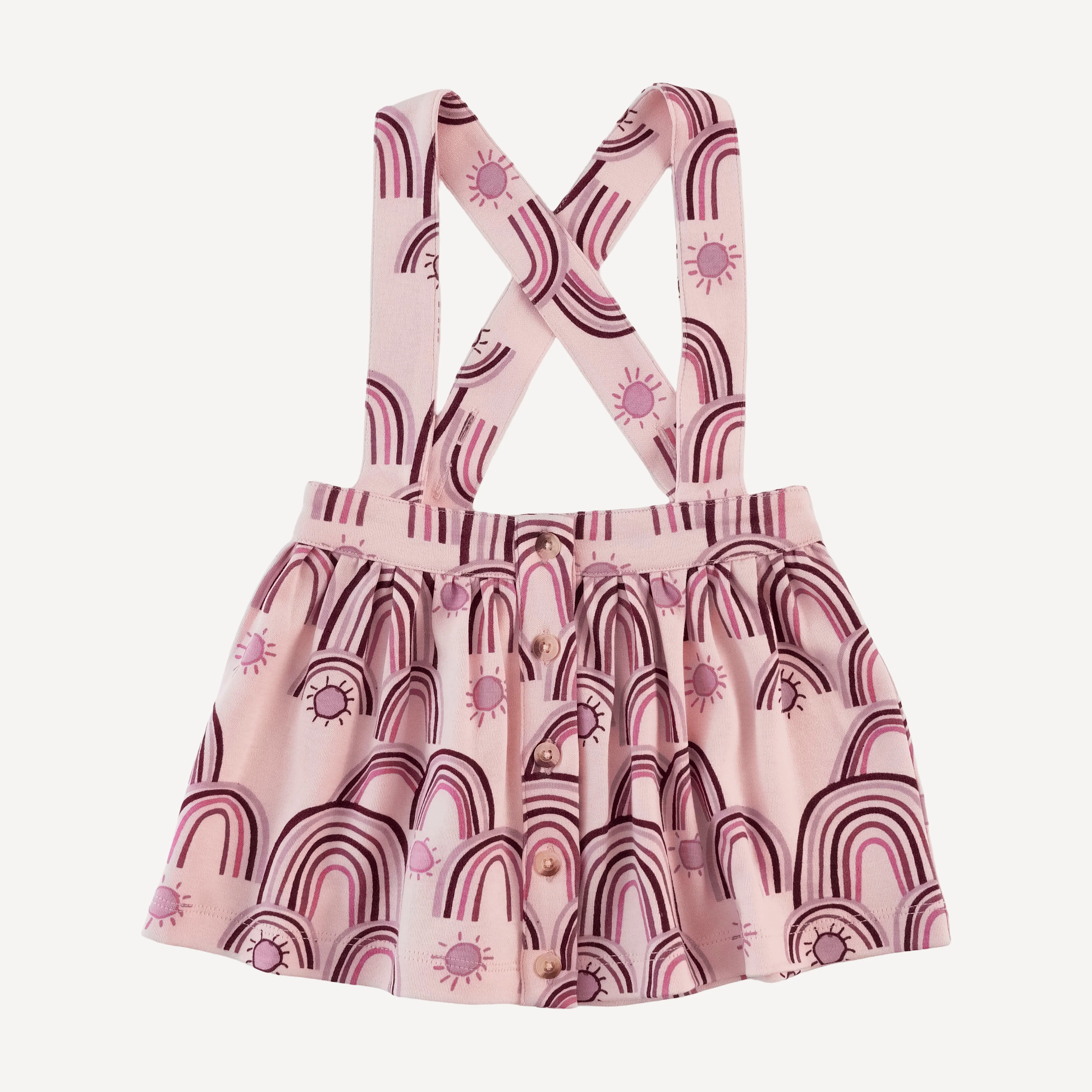 suspender skirt | mauve rainbow | organic cotton interlock
