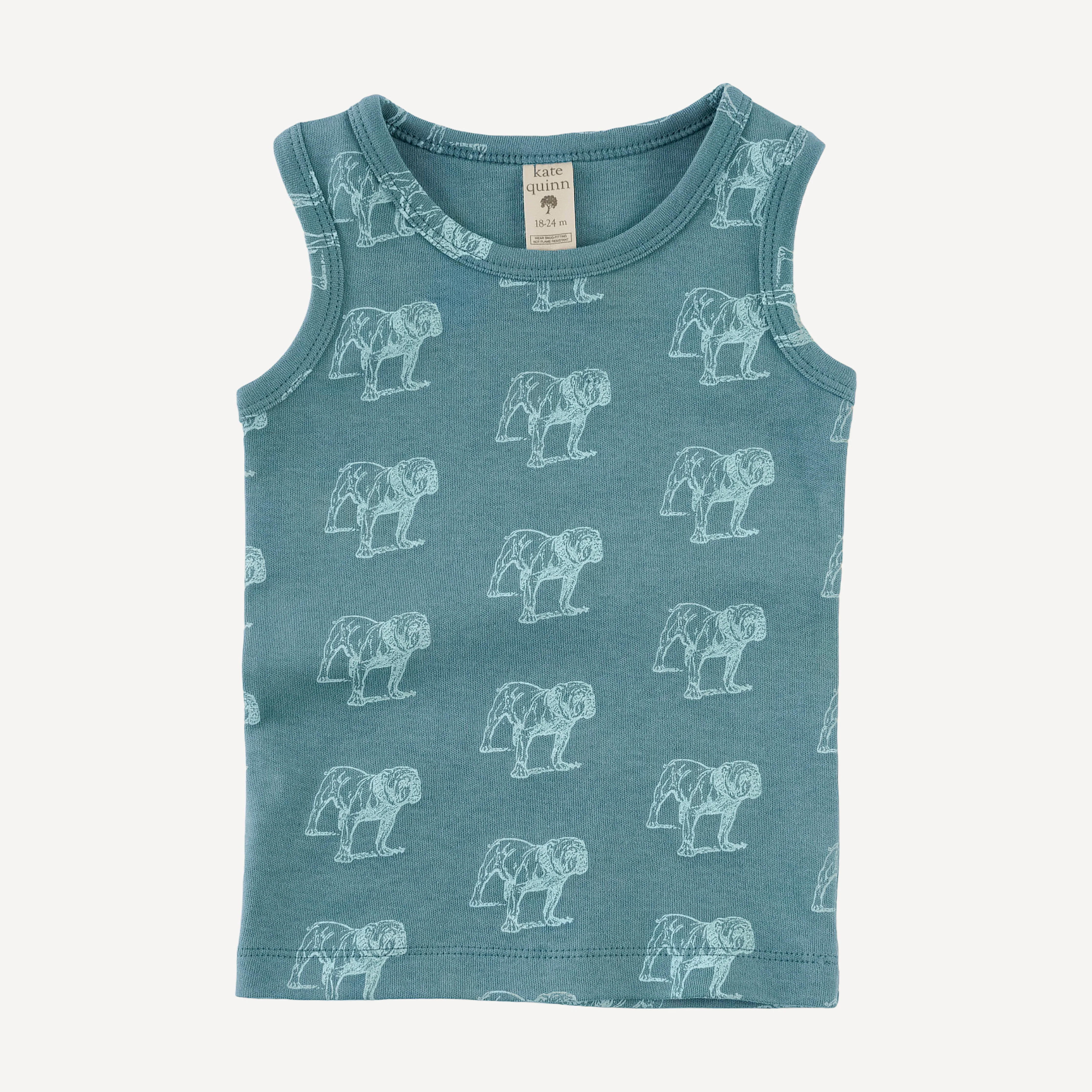 tank shortie pj set | blue bulldog | organic cotton interlock - Image 3