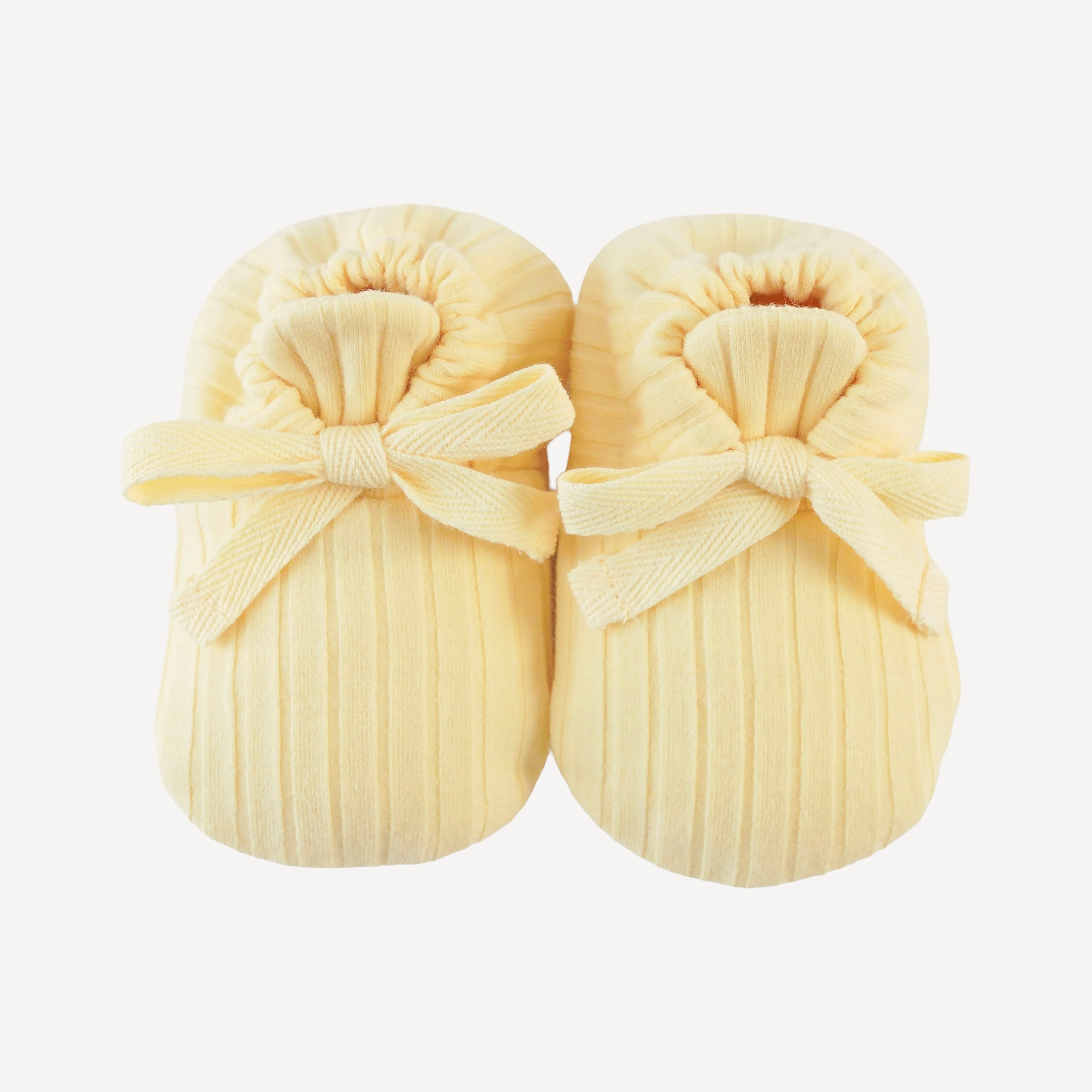 tie booties | egg shell | organic cotton wide rib