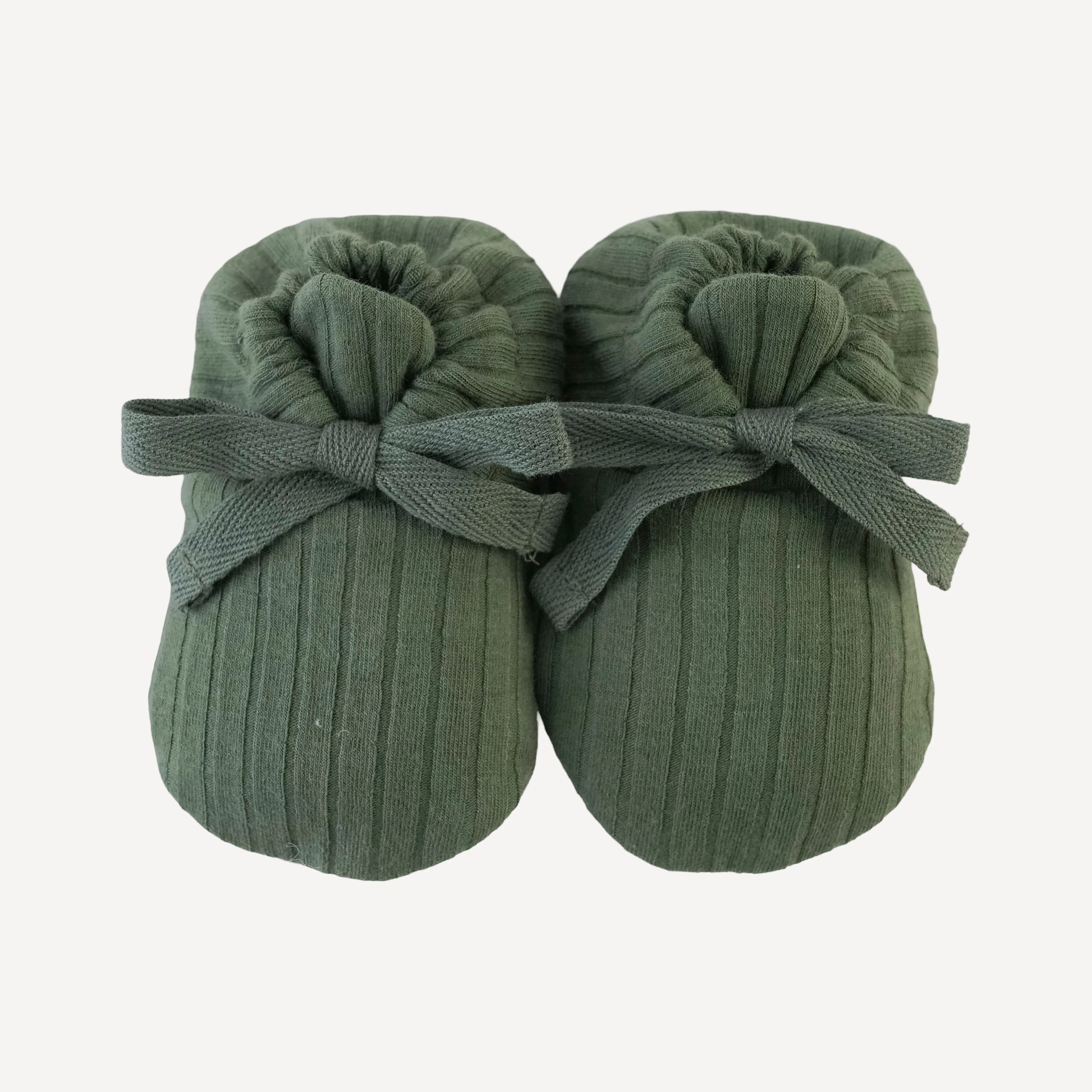 tie booties | thyme | organic cotton wide rib