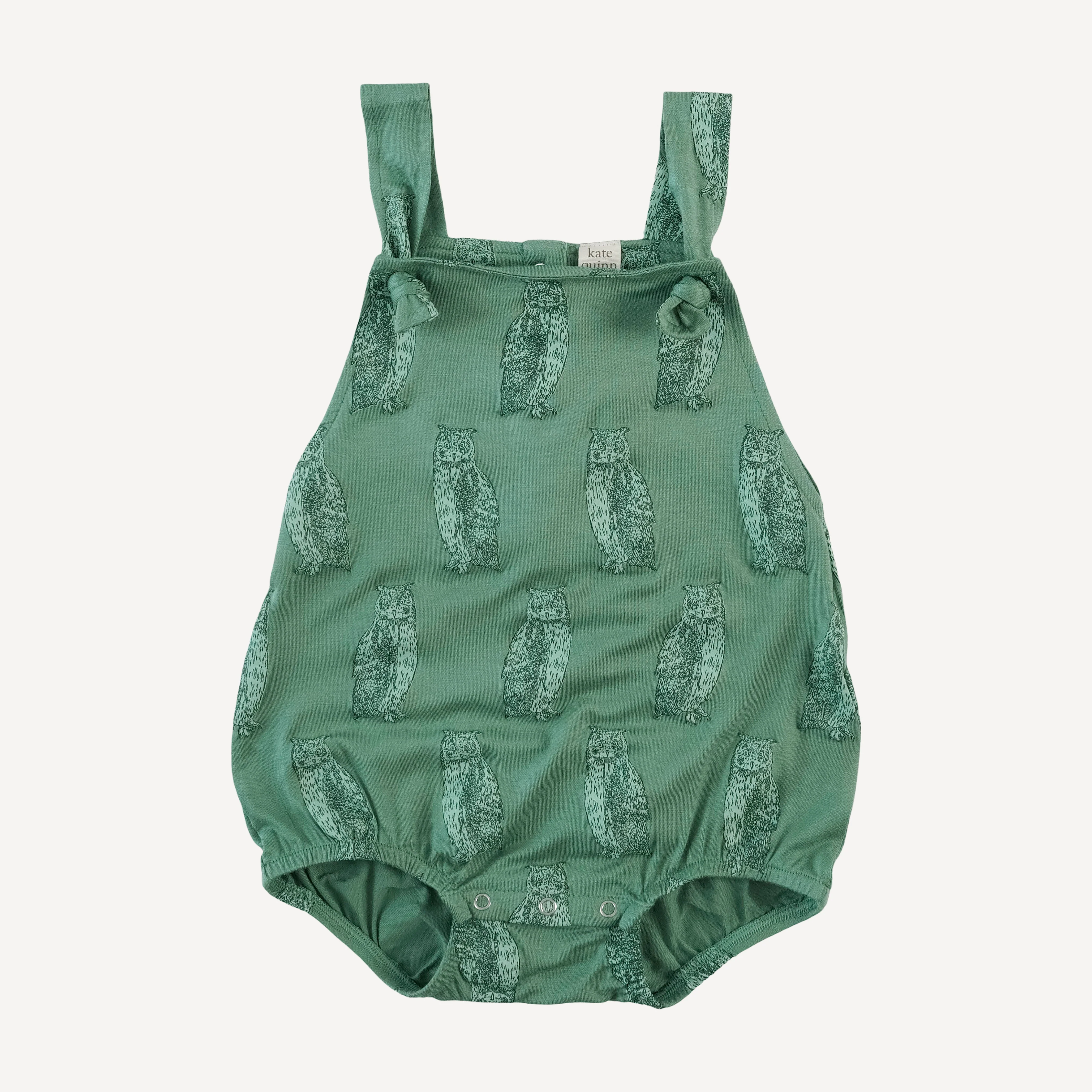 tie overall bubble | green owl | bamboo