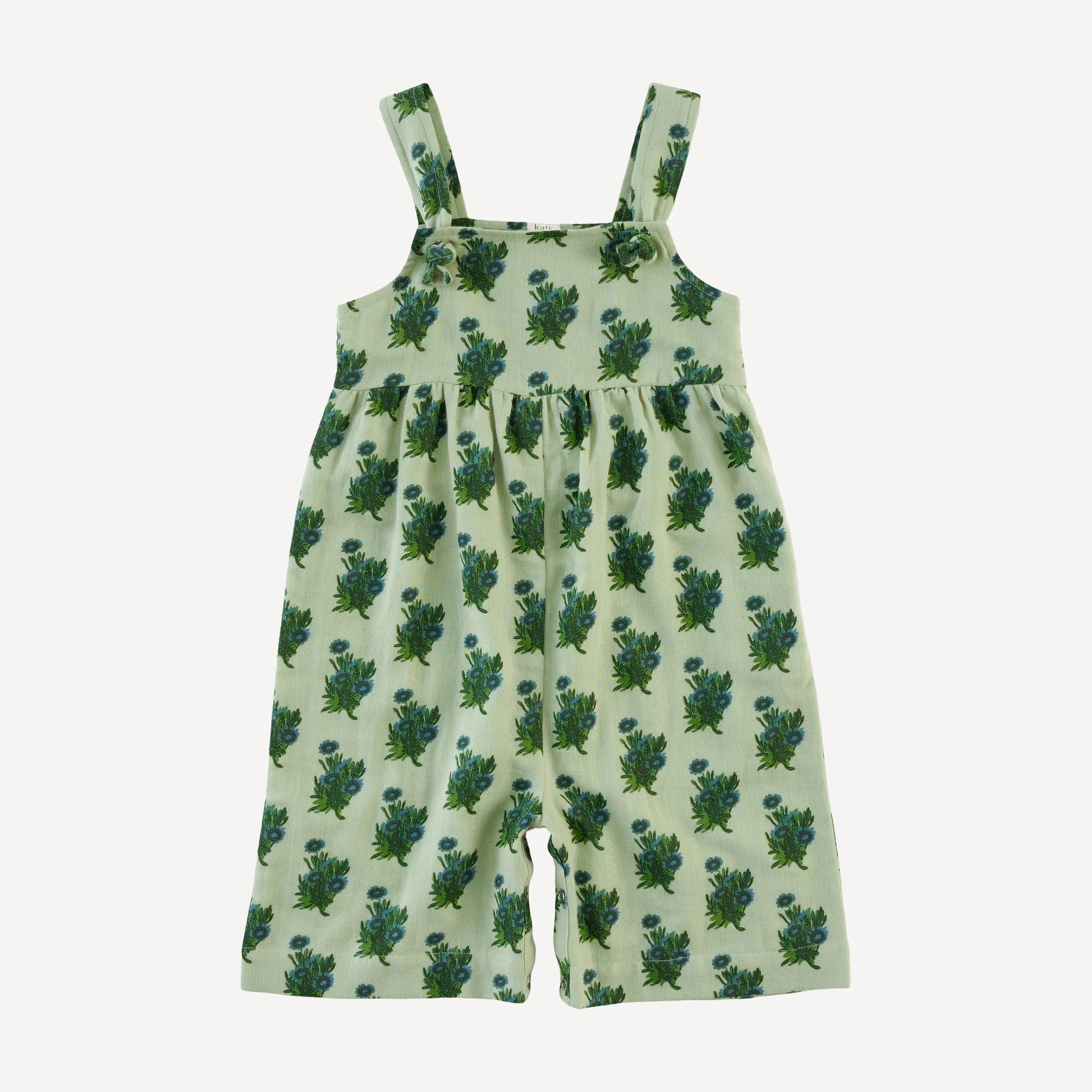 tie overall gaucho jumpsuit | blue tiny calendula | organic cotton gauze