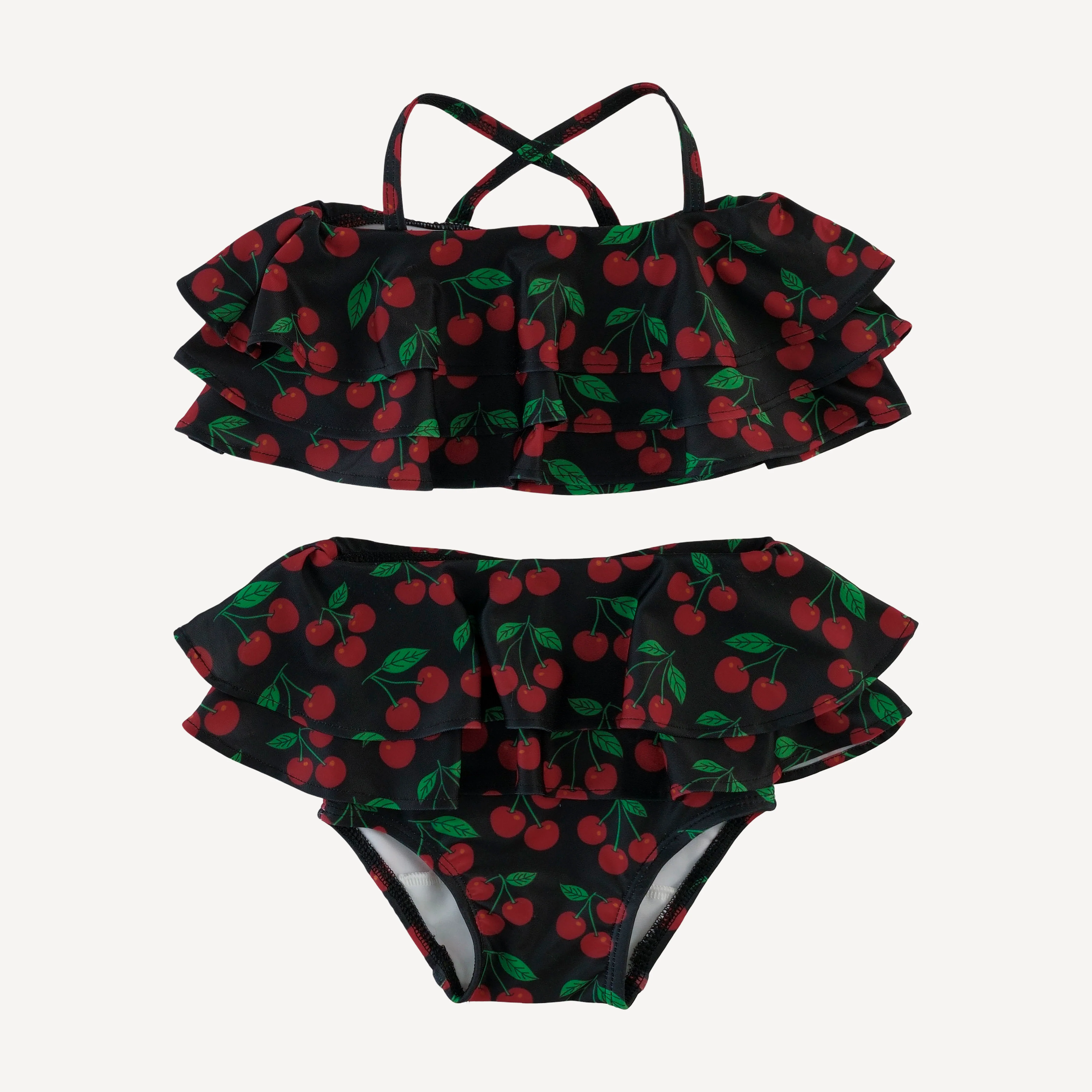tiered ruffle bikini | cherries | swim