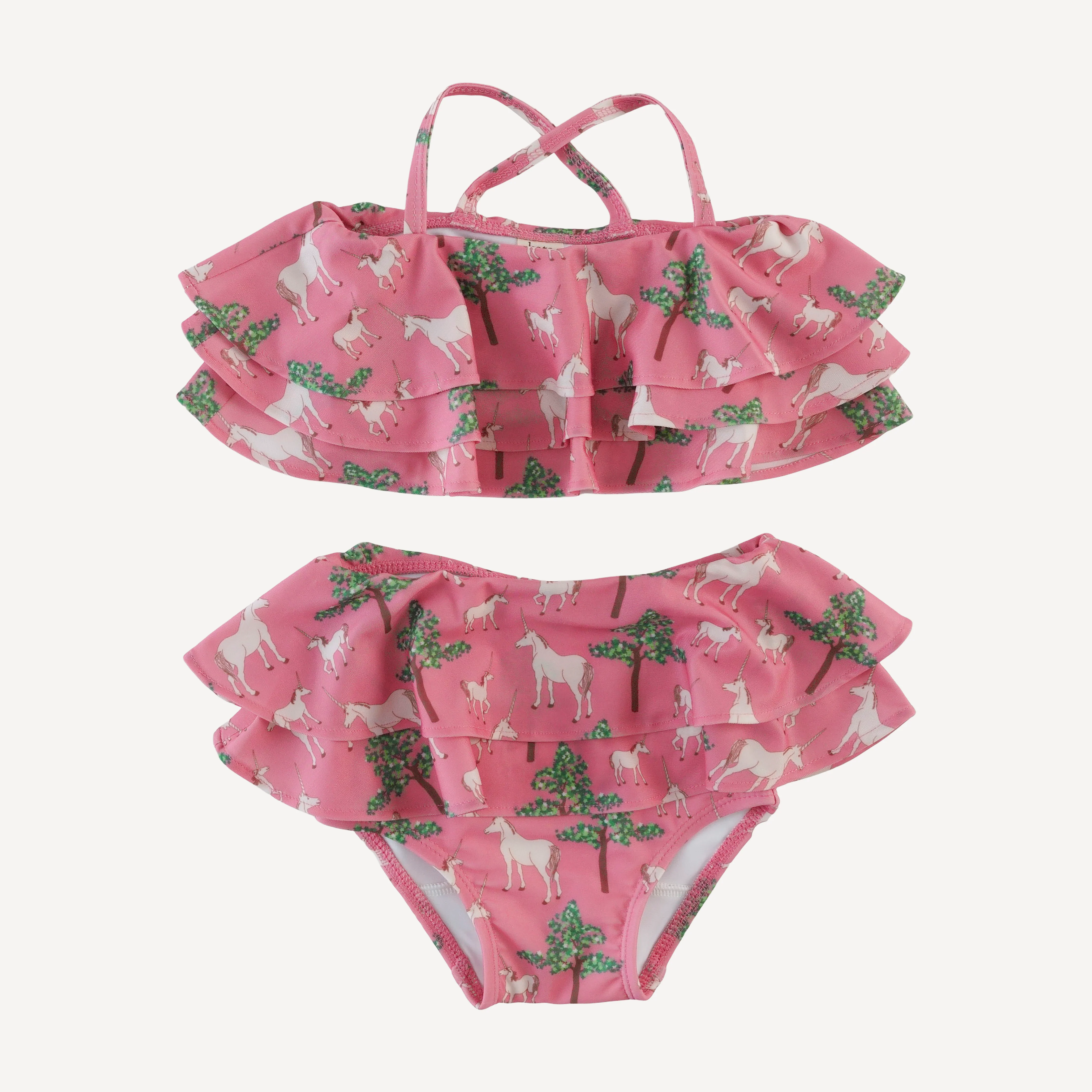 tiered ruffle bikini | pink unicorn party | swim