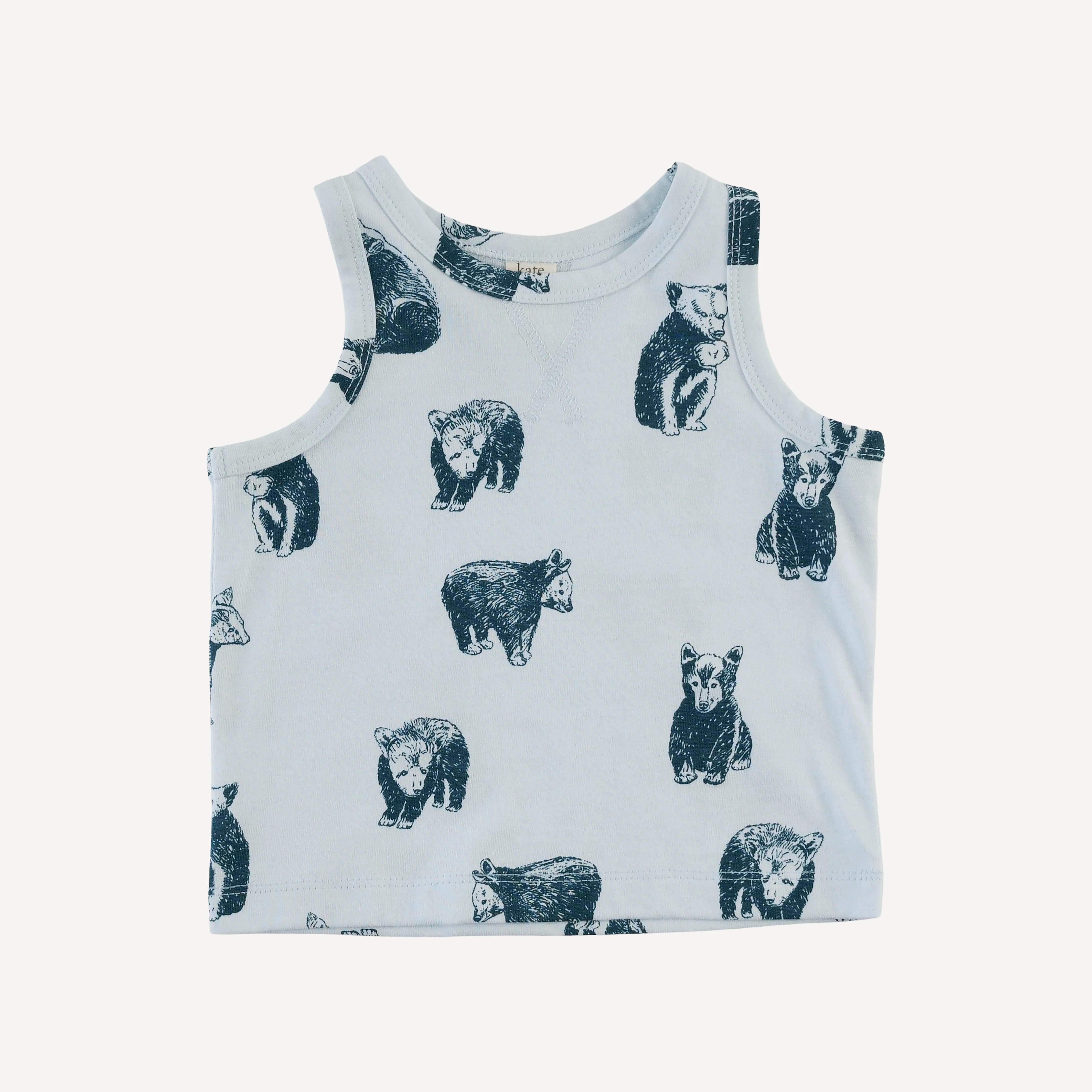 topstitch tank + relaxed short set | blue bear cubs | organic cotton jersey - Image 3