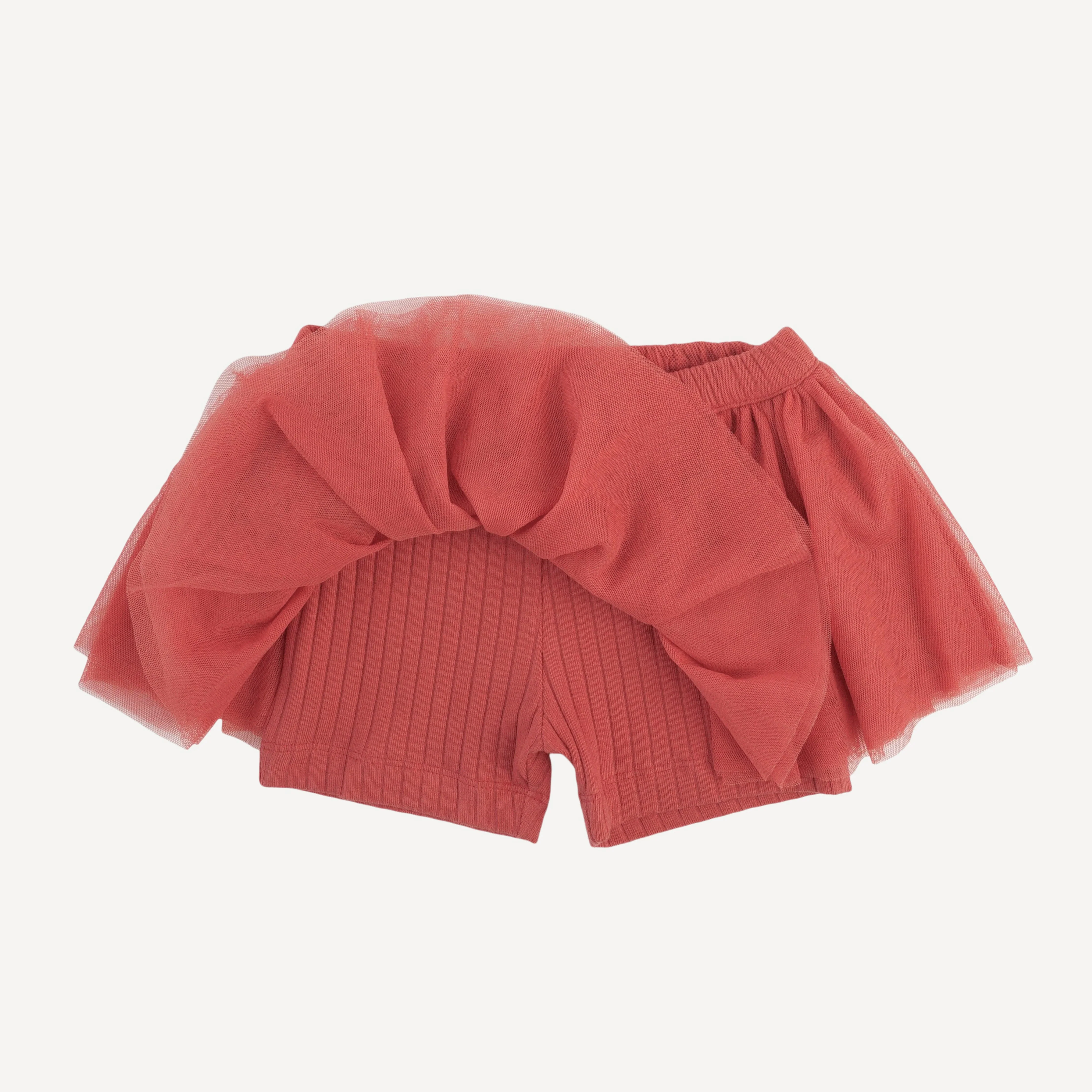 tulle ballerina tutu short | earthen red | organic cotton wide rib - Image 2
