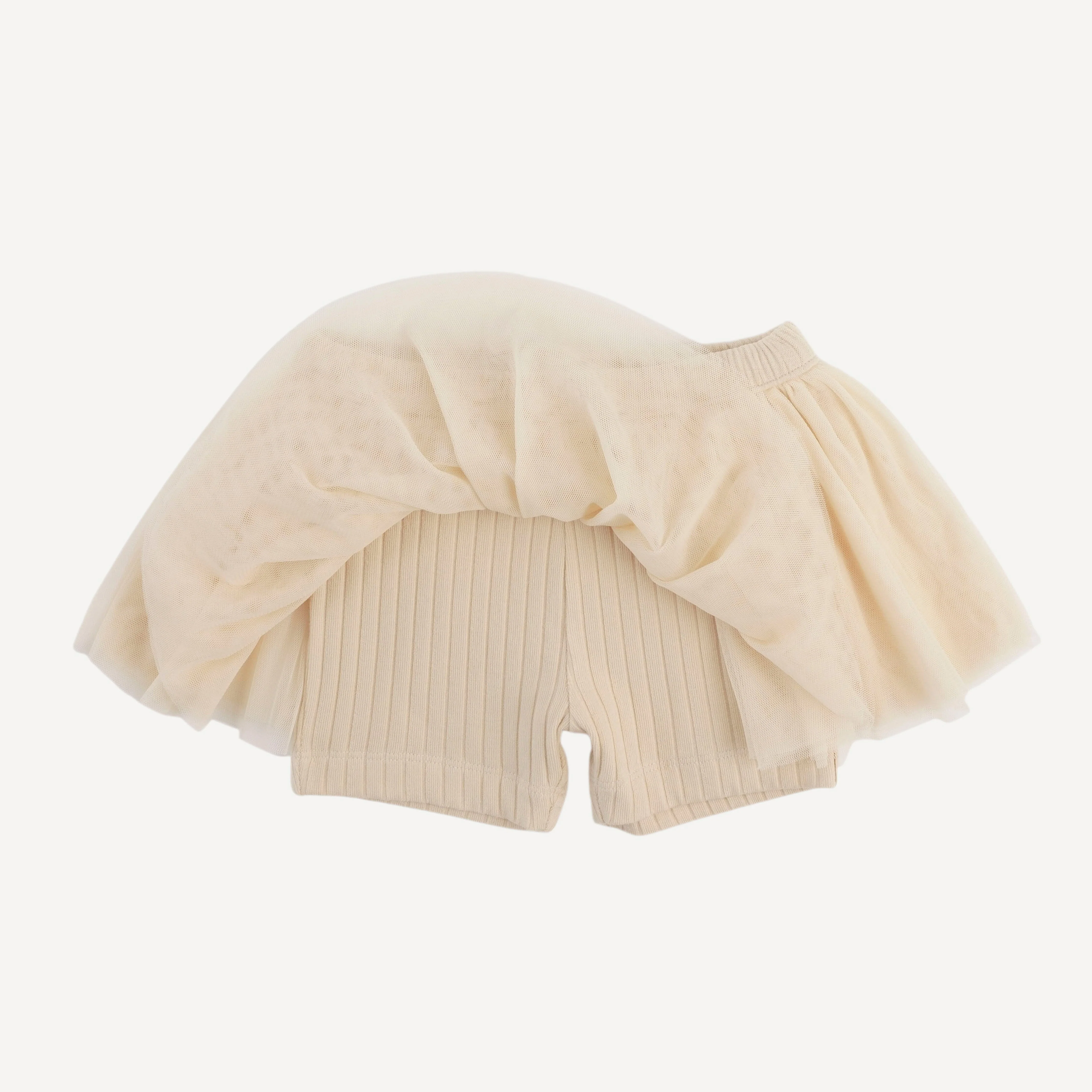 tulle ballerina tutu short | oatmeal | organic cotton wide rib - Image 2