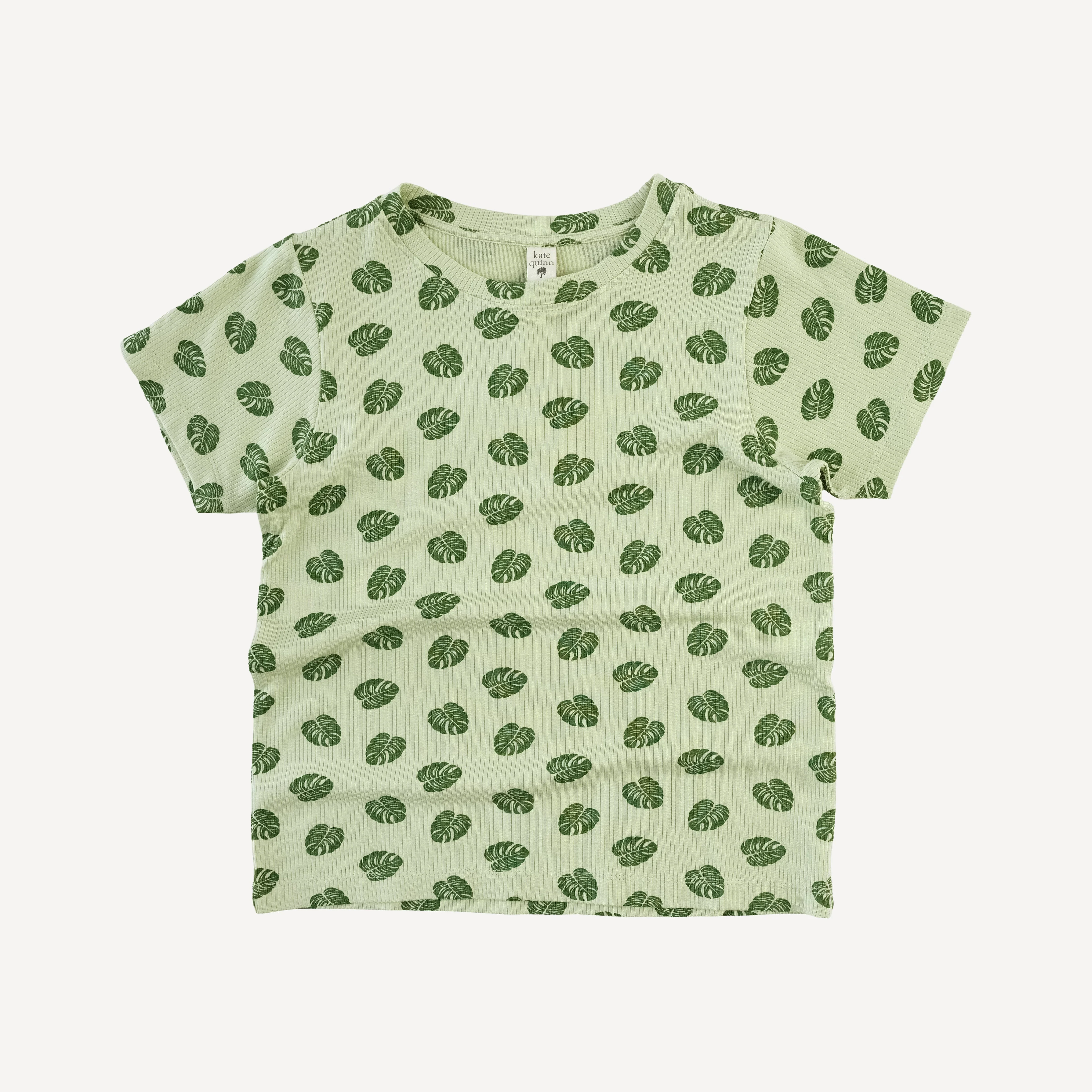 tween short sleeve boxy tee | tiny monstera | modal skinny rib