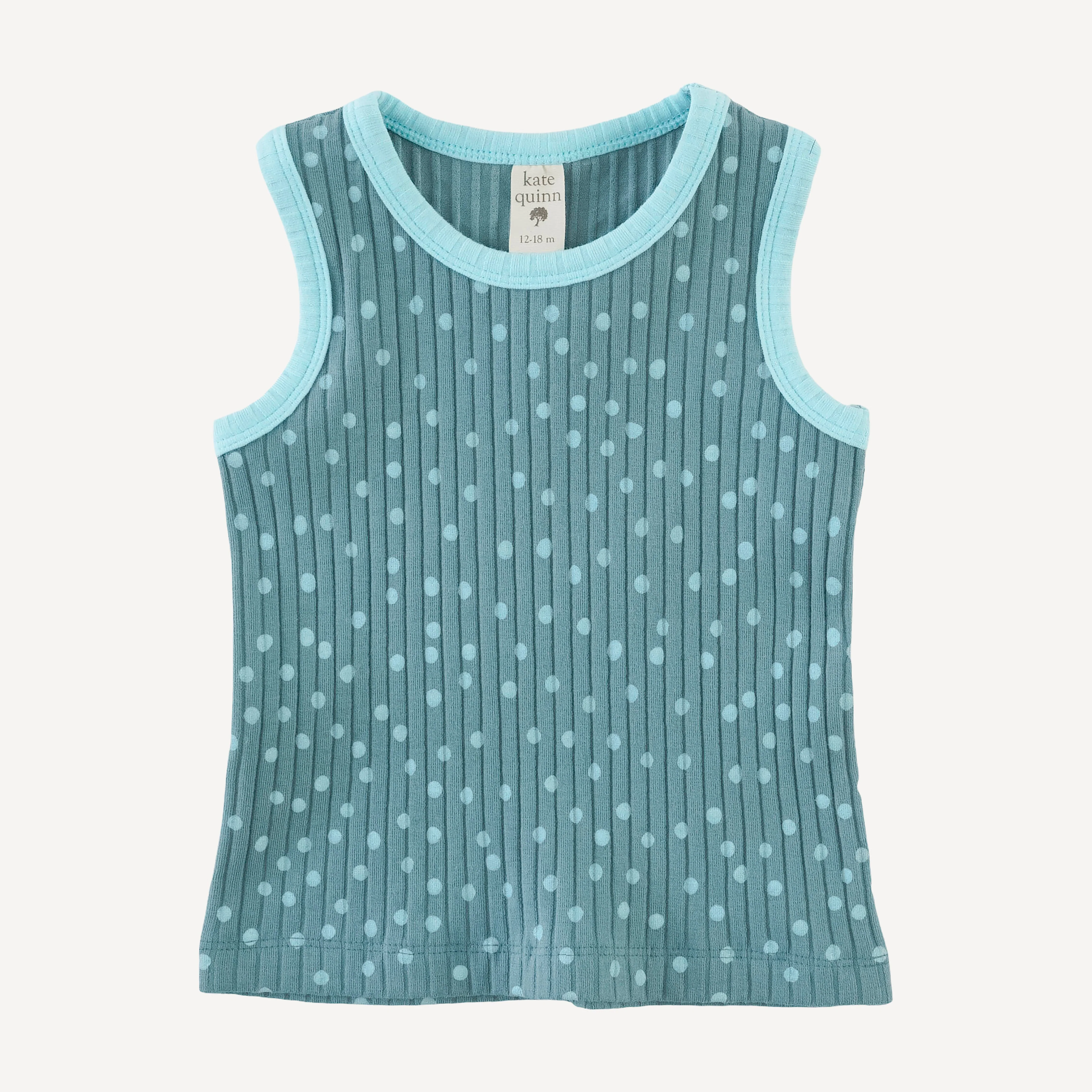 two tone racerback tank | blue dot | organic cotton wide rib