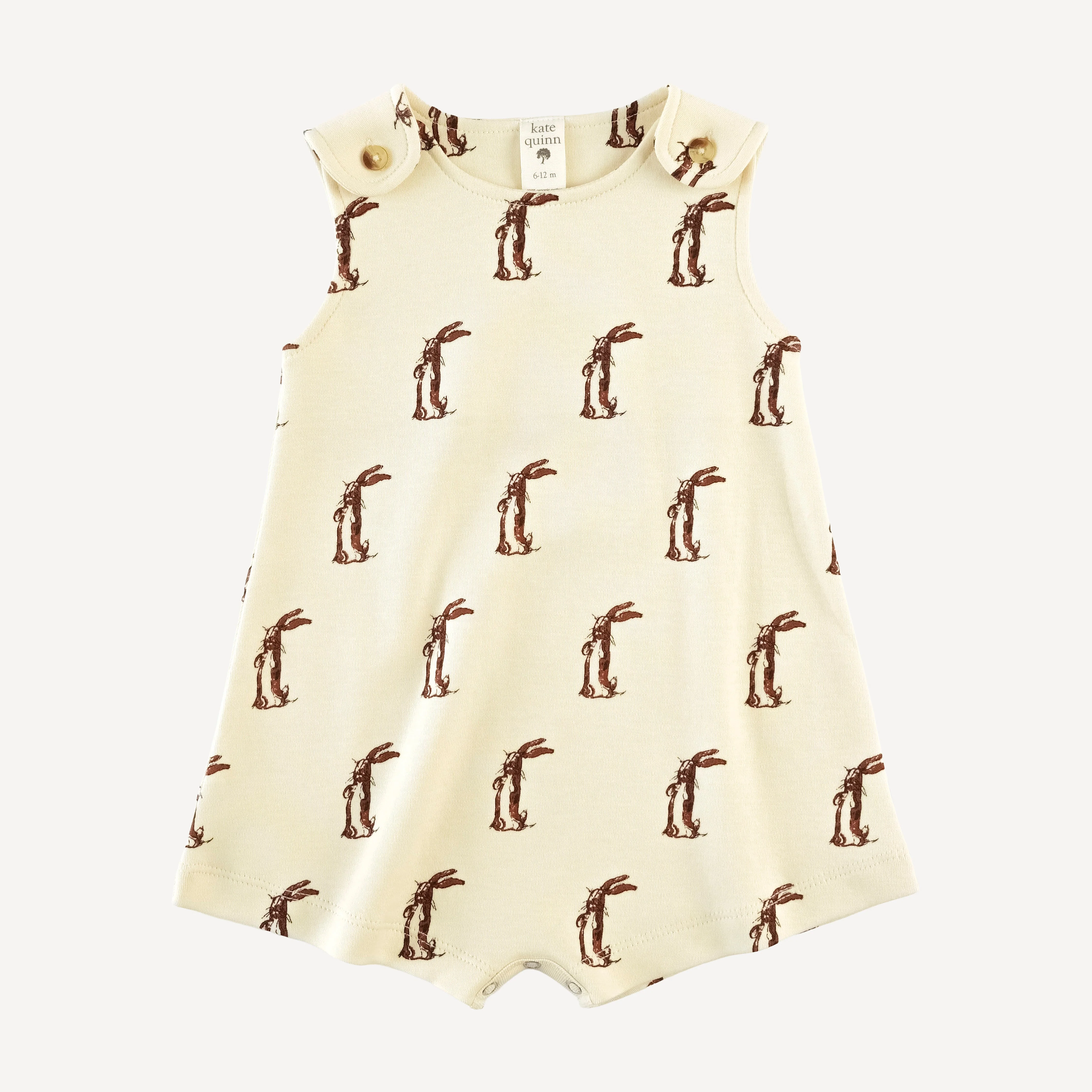 vintage button shortie | plush rabbit | organic cotton interlock