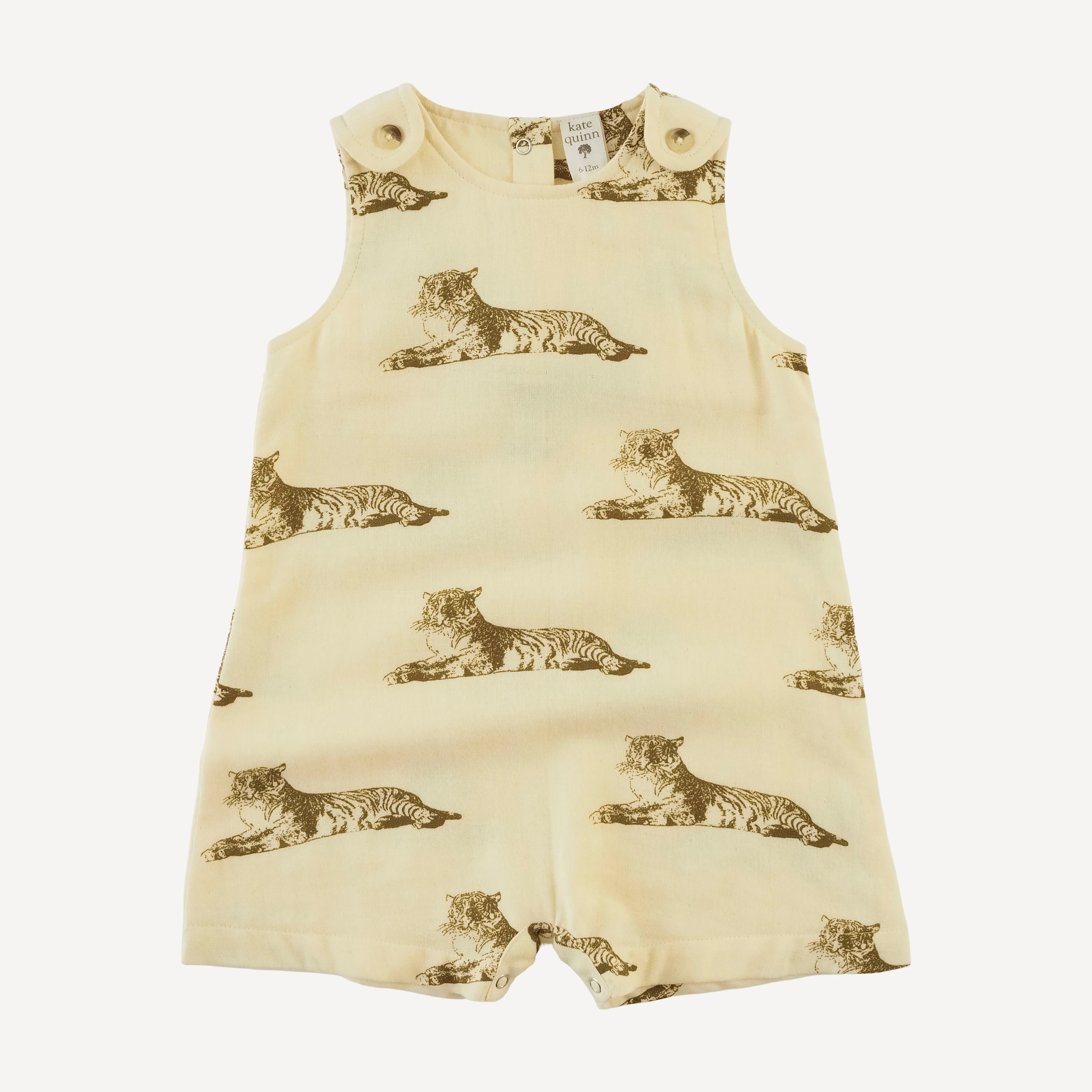 vintage button tab shortie | classic tiger | organic cotton gauze