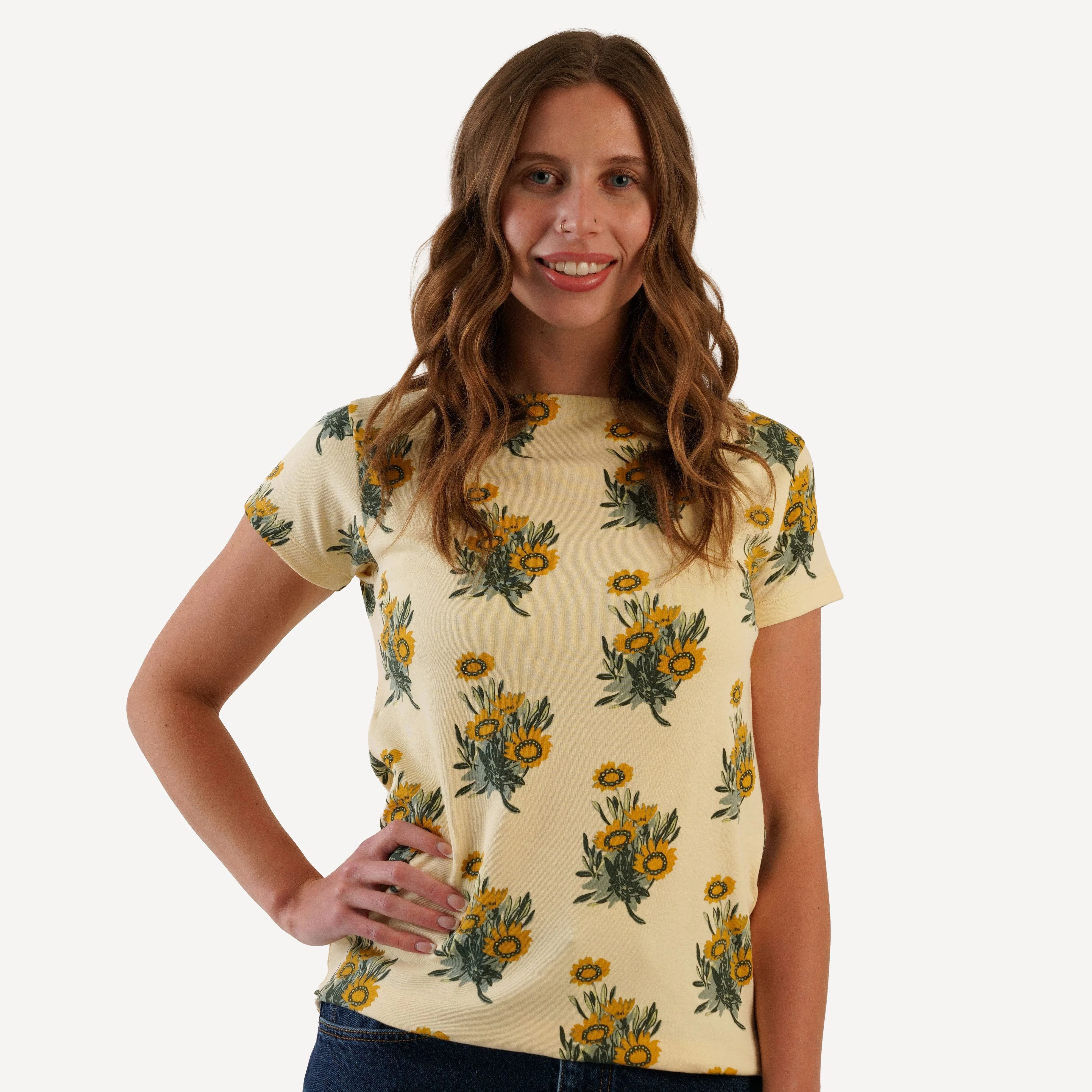 womens boatneck tee | calendula | organic cotton interlock