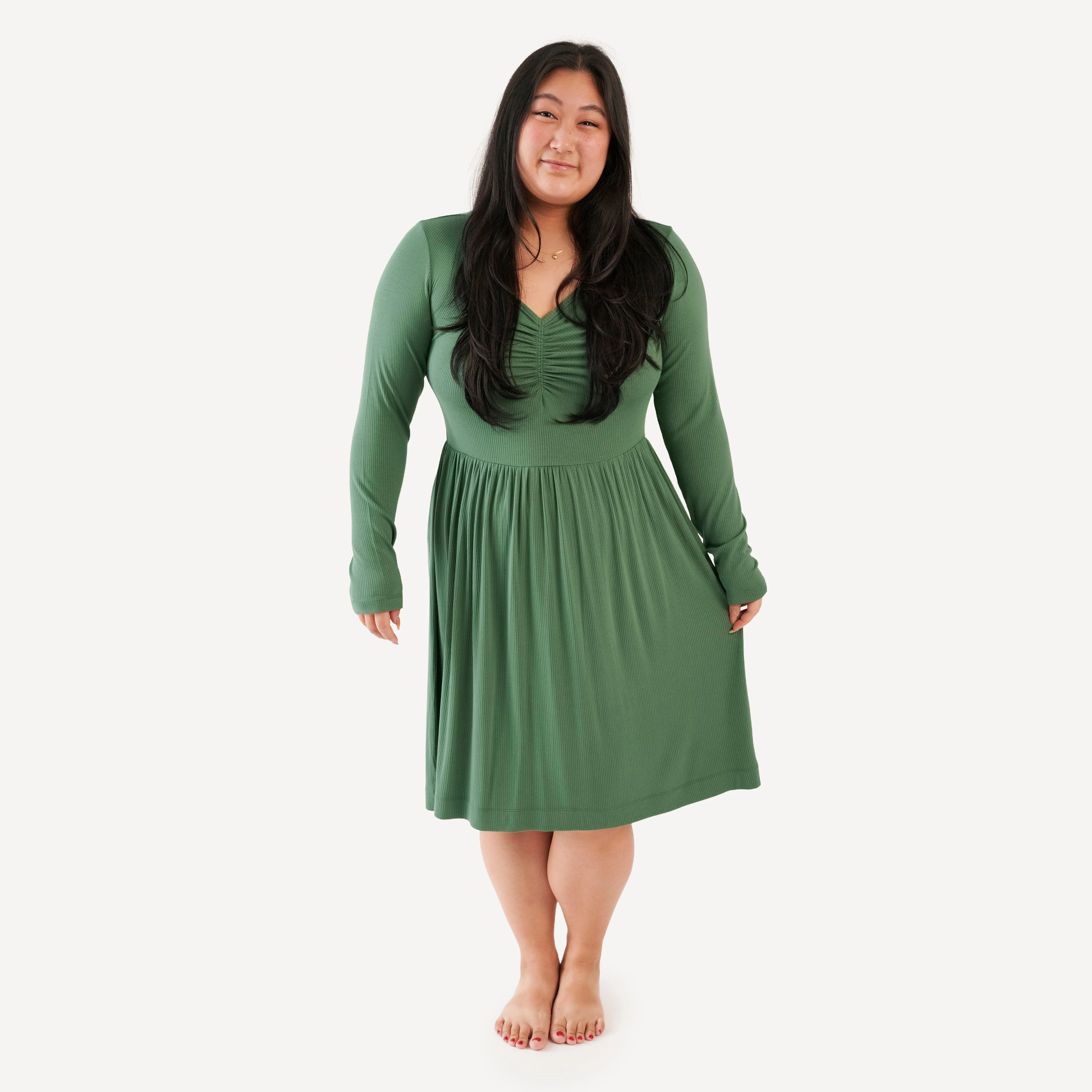 womens long sleeve twirl dress | elm | modal skinny rib