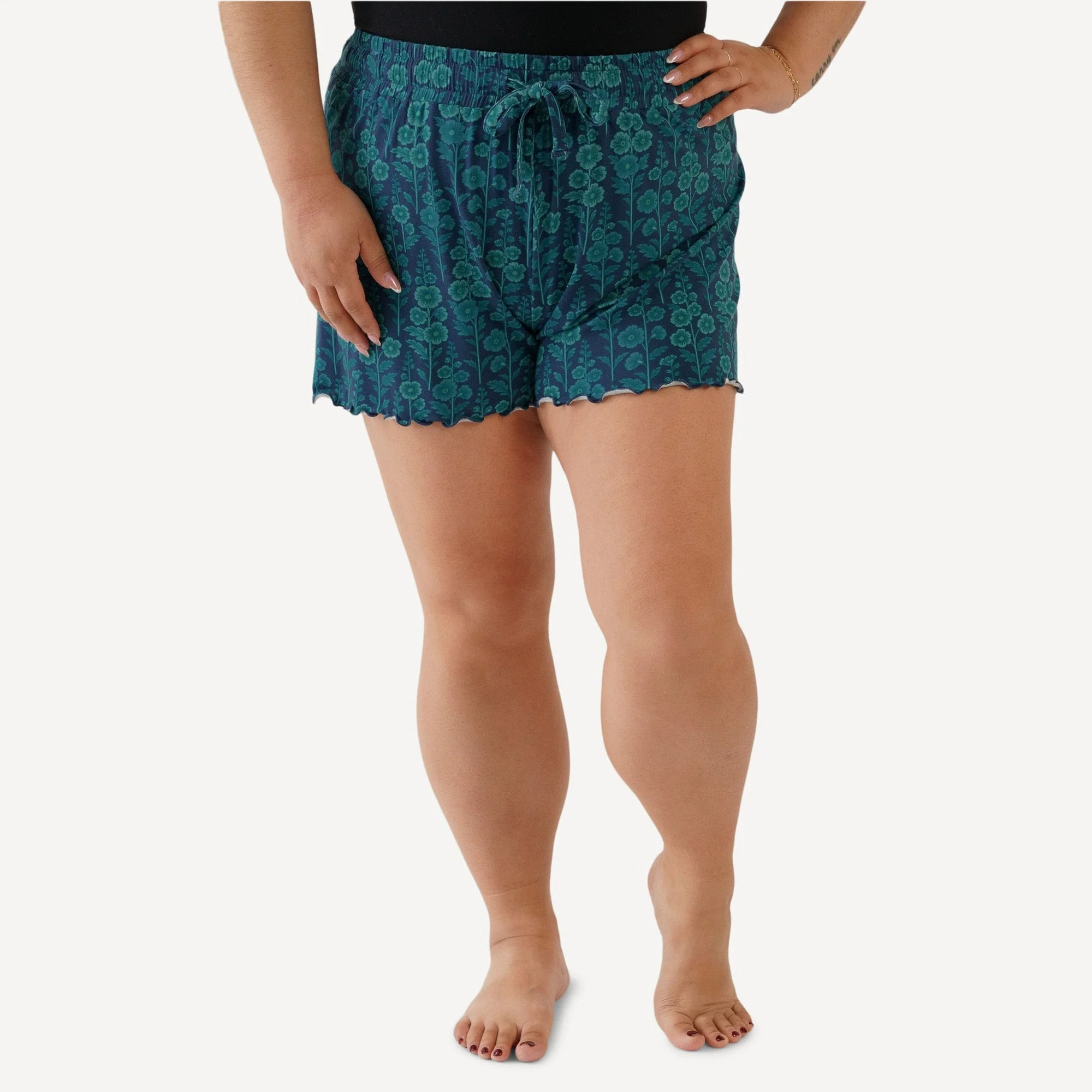 womens loose short | blooming floral | light weight bamboo