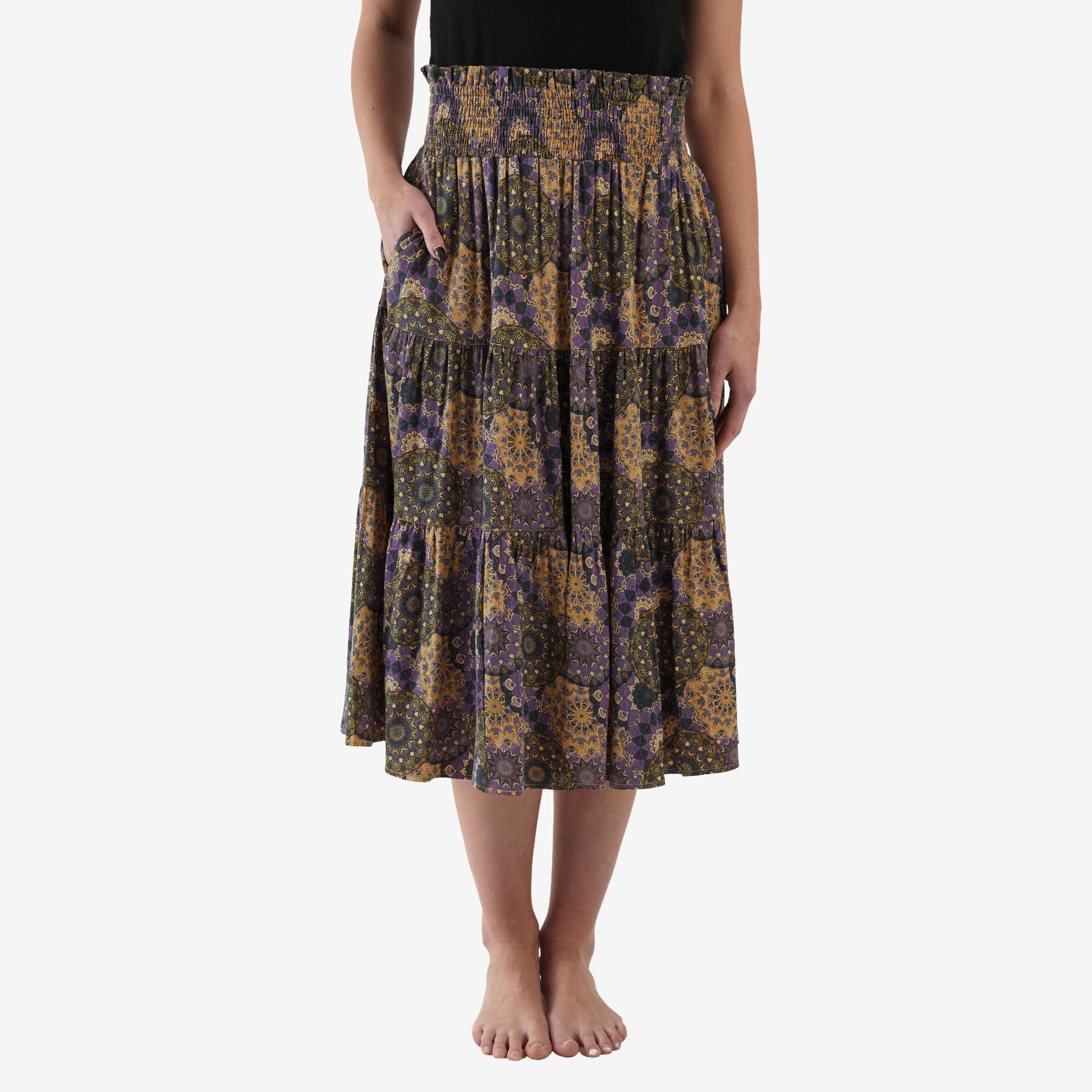 womens maxi skirt | purple mandala | bamboo