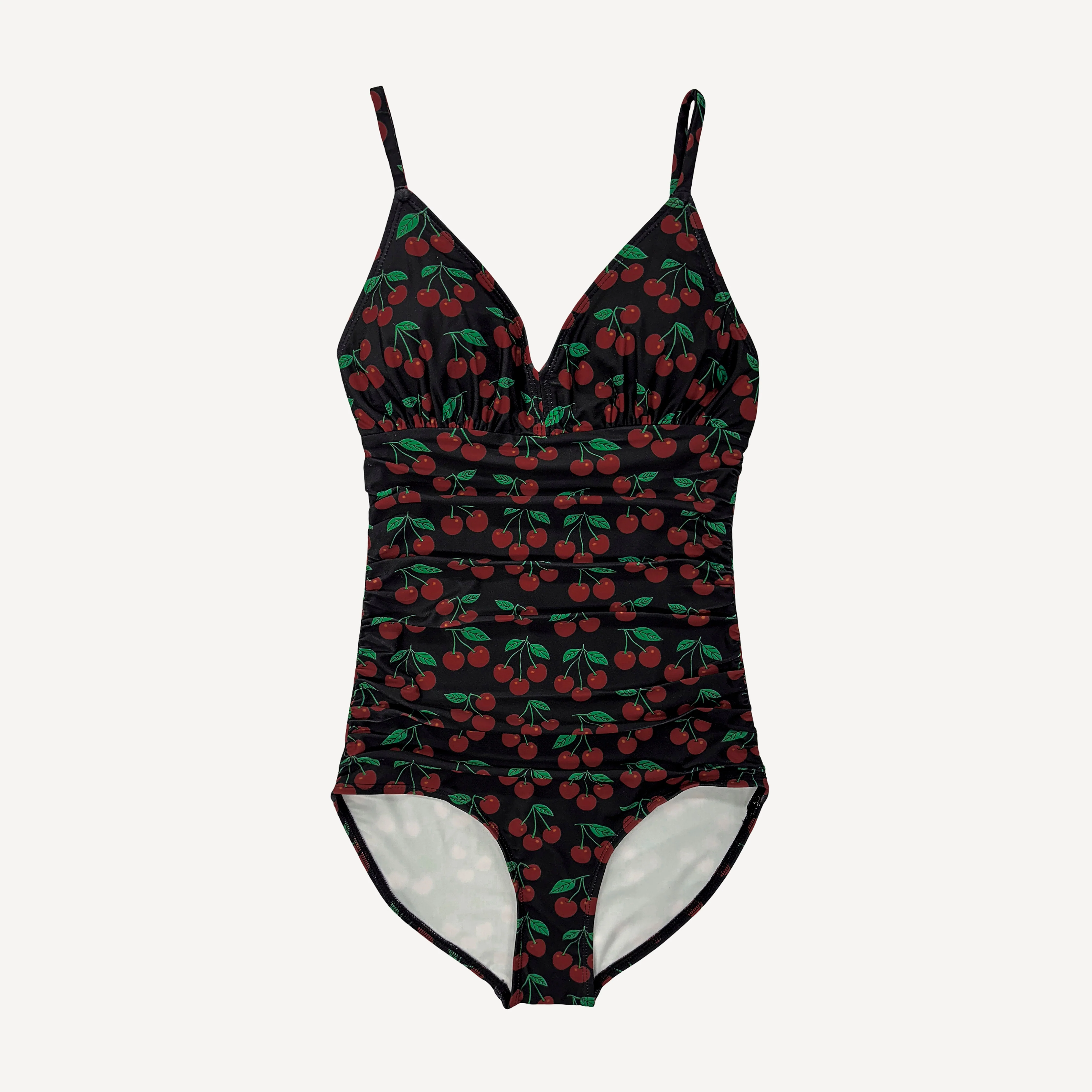 womens ruched one piece swimsuit | cherries | swim - Image 4