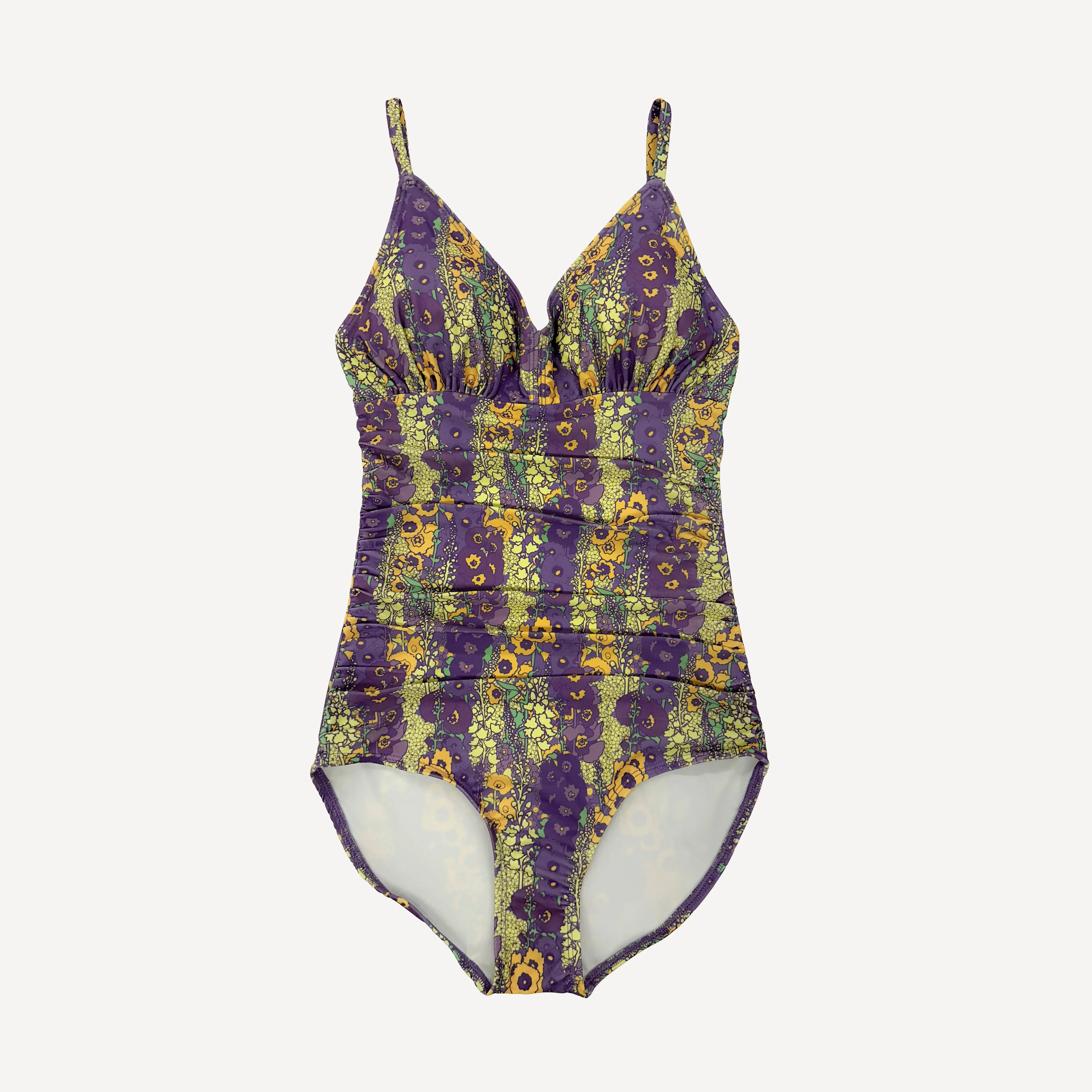 womens ruched one piece swimsuit | violet hollyhock | swim