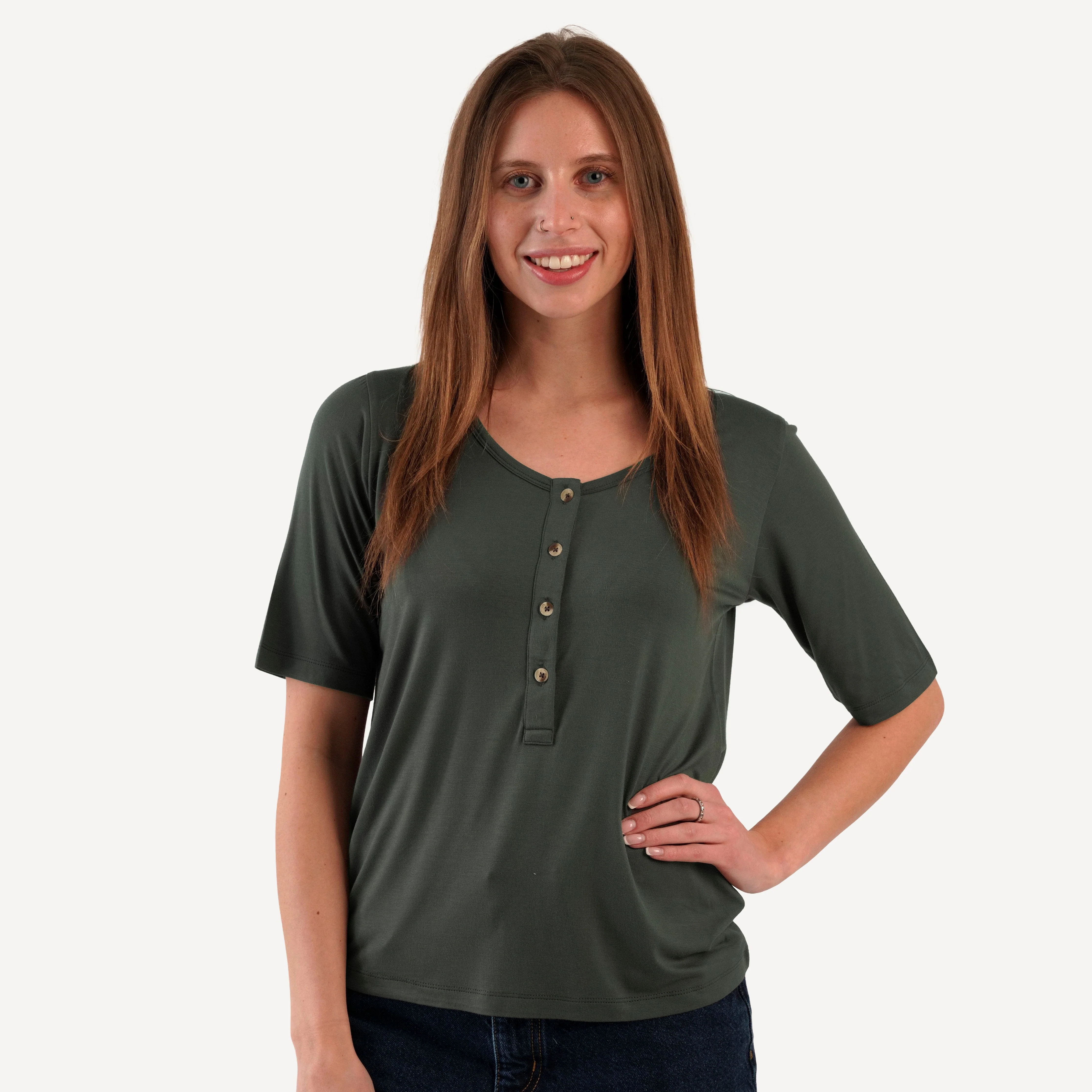 womens scoop neck tee | beluga | bamboo