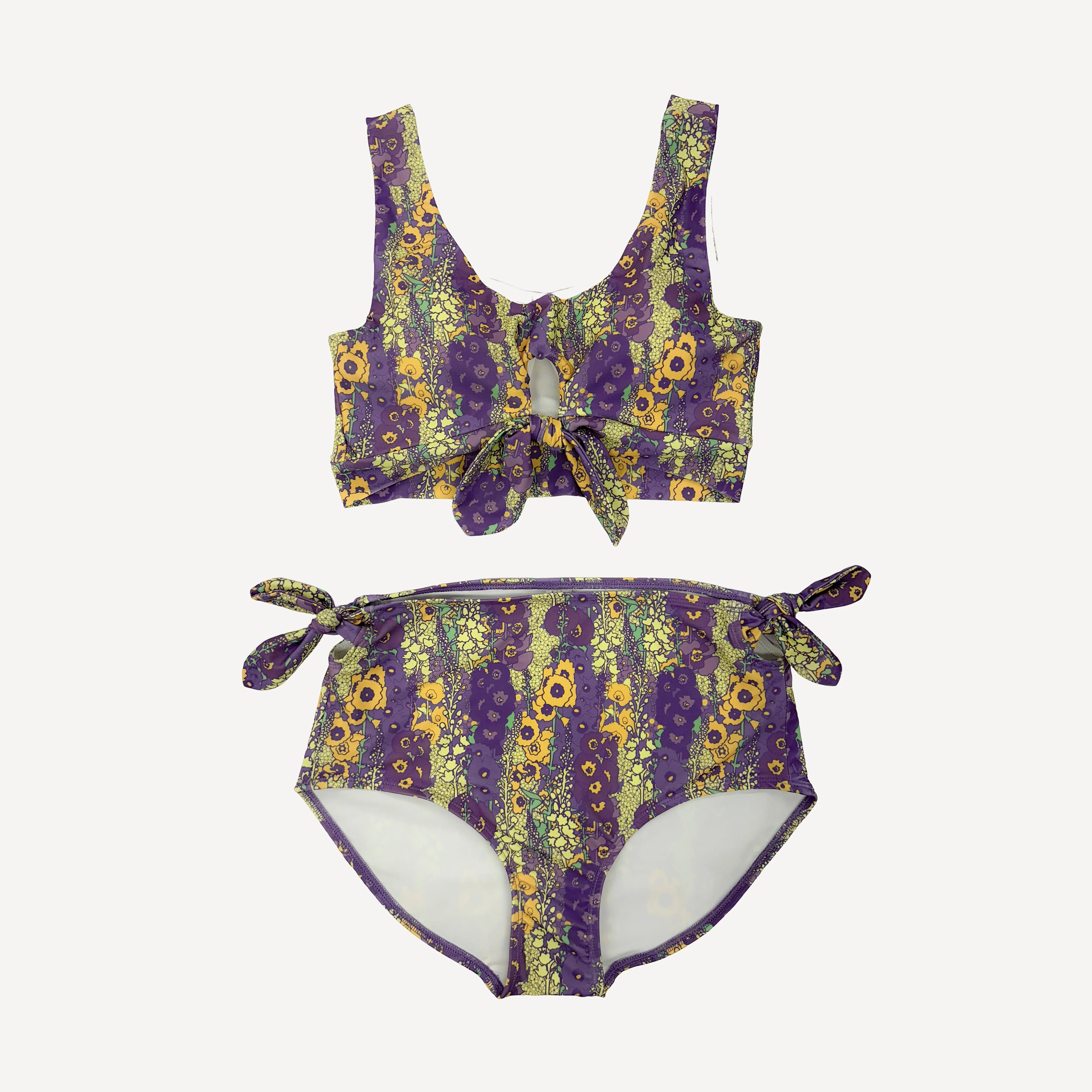 womens tie two piece swimsuit | violet hollyhock | swim