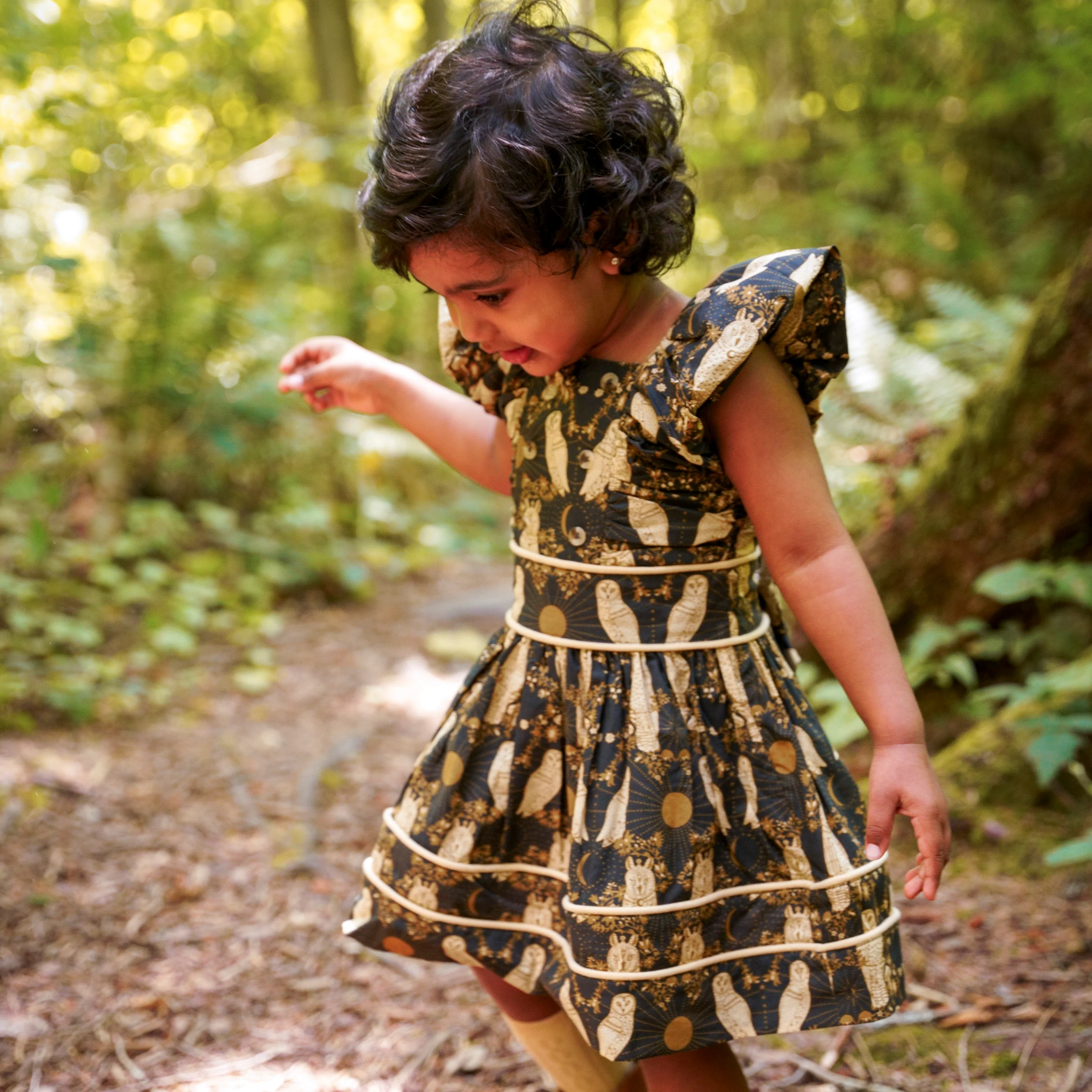 wonderland dress | mystical owl | organic cotton woven - Image 4